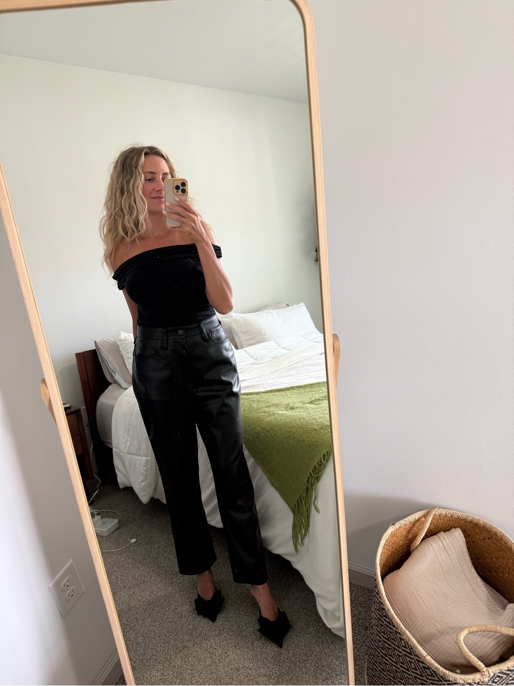 Madewell Black Faux Leather Straight-Leg Pants